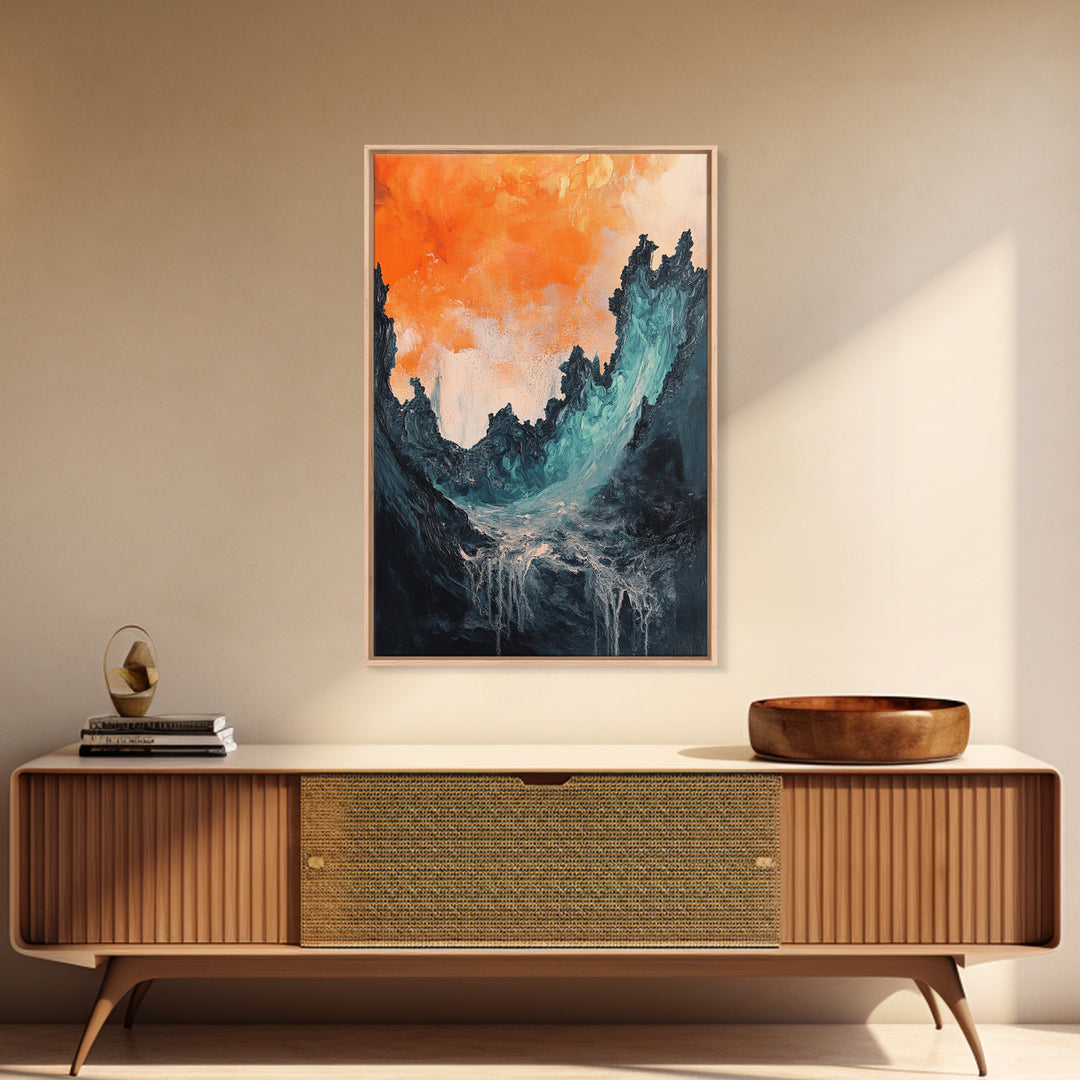 Abstract Wave Energy Canvas Print Moody Ocean Painting Stormy Water Art Modern Wall Decor Living Room Accent Gift Under 75
