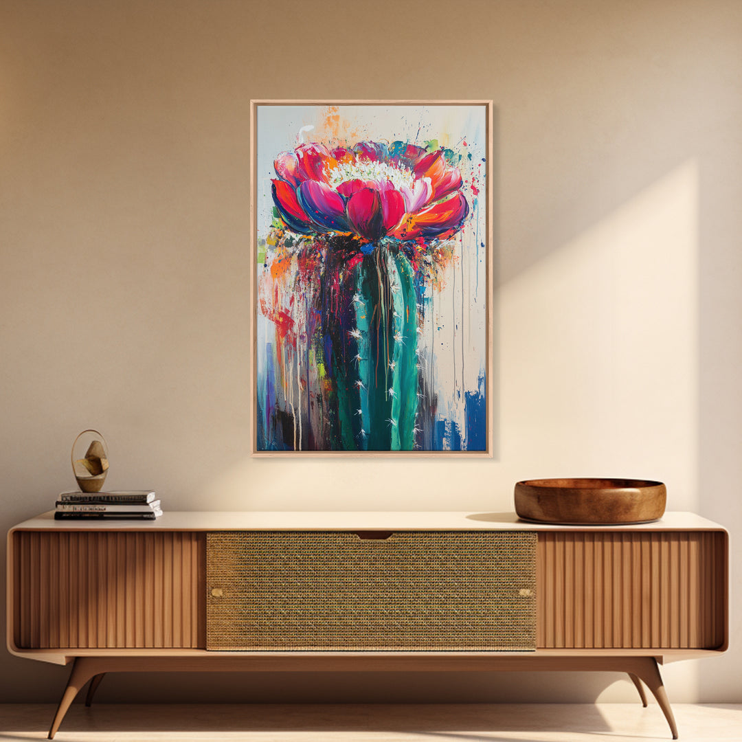 Cactus Flower, Botanical Prints, Southwest Wall Art, Boho Art, Moody Art, Rustic Wall Art, Living Room Art, Canvas Print