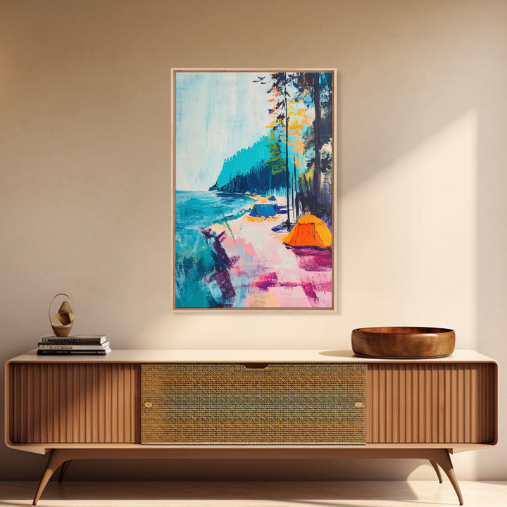 Coastal Camping, Joshua Tree Art, Coastal Cowgirl Wall Art, Outdoor Painting, Nautical Decor, Above Sofa Art, Canvas Print