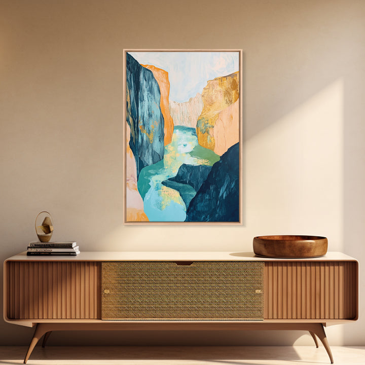 Canyon River, Southwest Wall Art, Mountain Painting, Rustic Art, Landscape Painting, Extra Wide Art, Boho Art, Framed Canvas Print