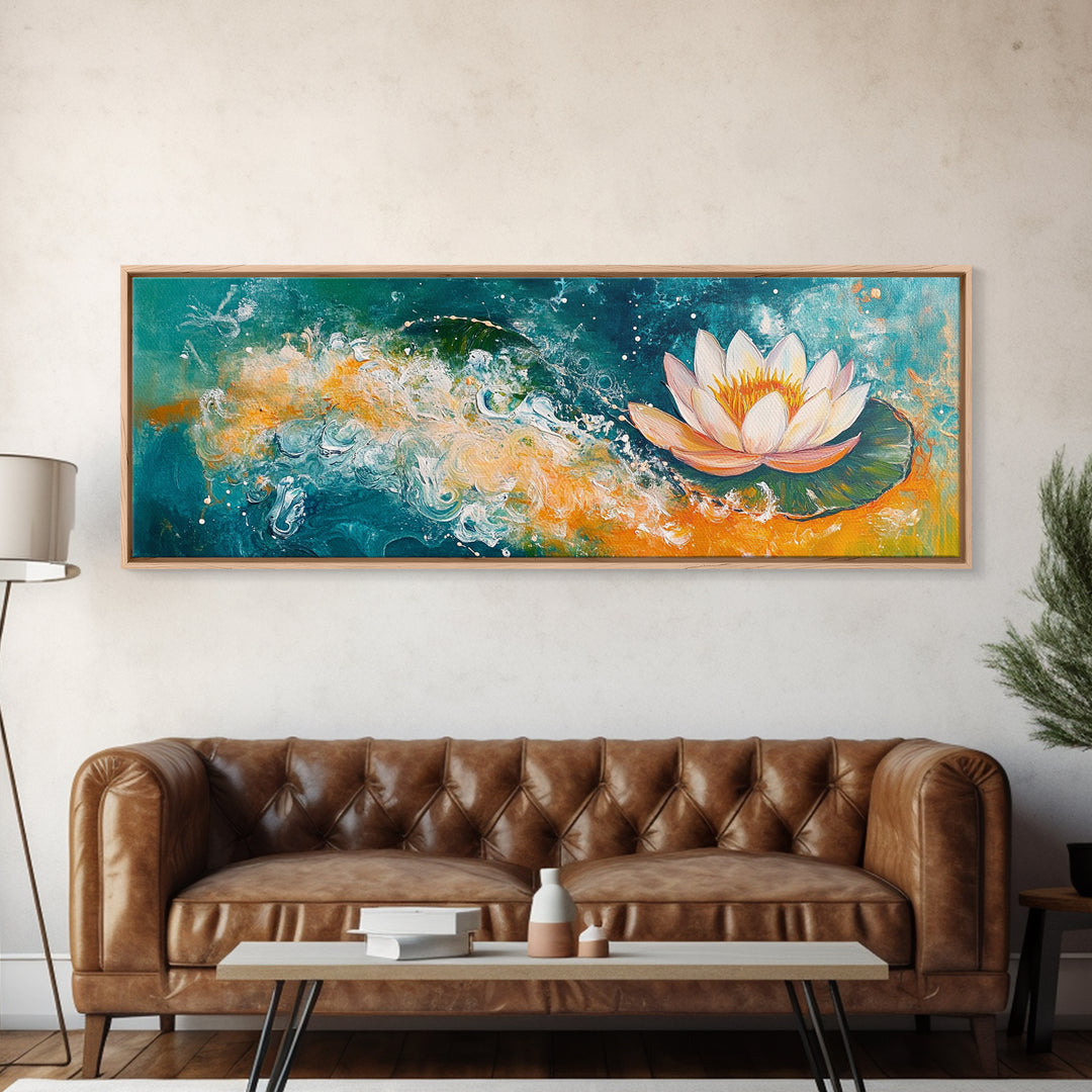 Abstract Water Lily Art, Dreamy Floral Painting, Tranquil Zen Home Decor, Serene Botanical Wall Art, Modern Living Room Artwork