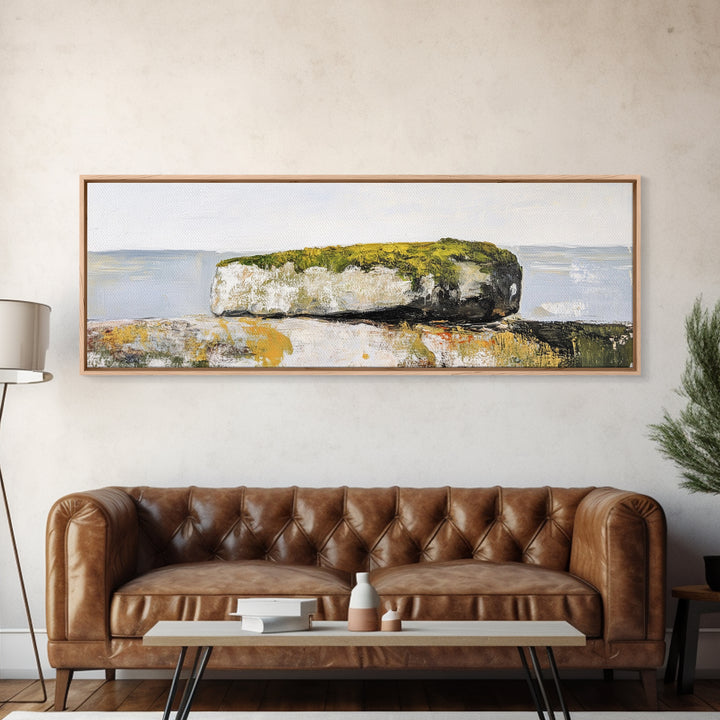 Coastal Rock Formation Canvas Print - Minimalist Seascape Wall Art, Neutral Home Decor, Nature Inspired Living Room Art,