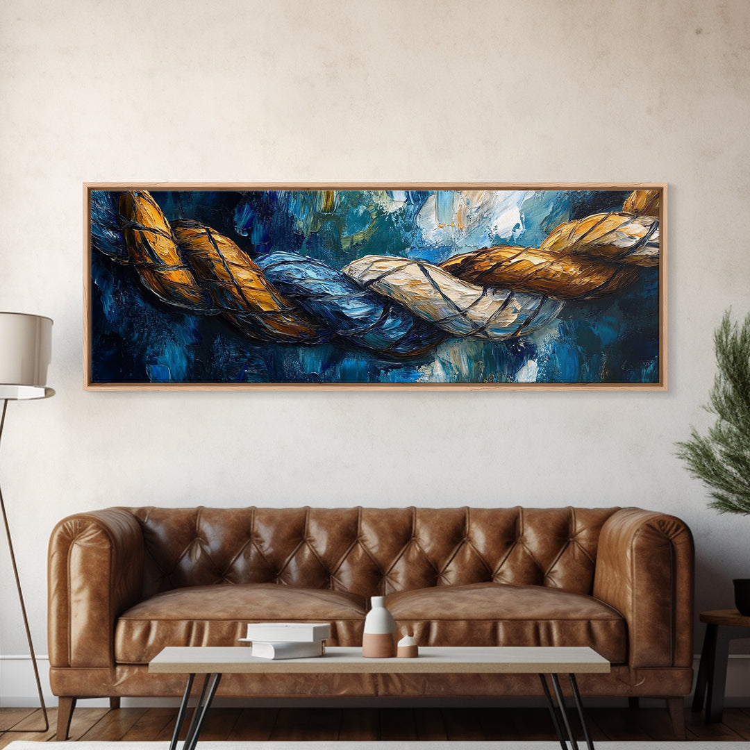 Nautical Rope Texture Canvas Print Abstract Coastal Wall Art, Ocean Inspired Painting, Rustic Nautical Decor, Beach House Wall Art