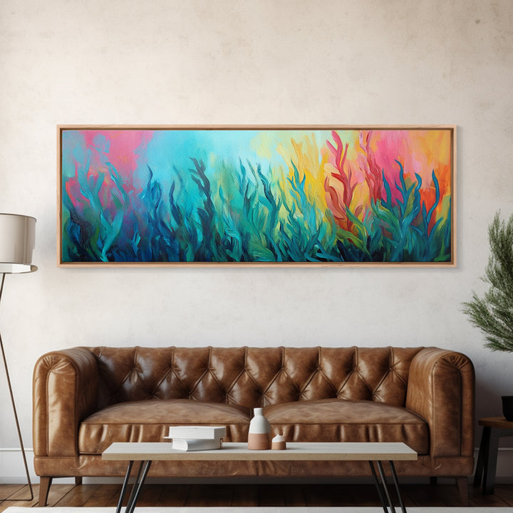 Abstract Seaweed Canvas Print Vibrant Coastal Wall Art, Ocean Inspired Decor, Modern Underwater Painting, Boho Home Accent