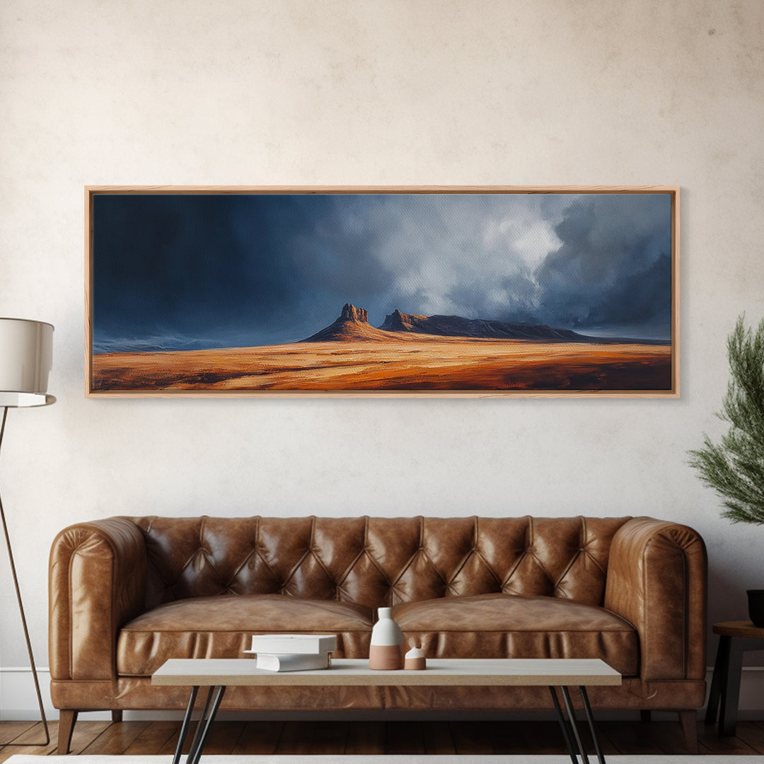 Desert Storm Canvas Print Moody Landscape Art, Southwestern Wall Art, Nature Painting, Office Decor, Living Room Artwork