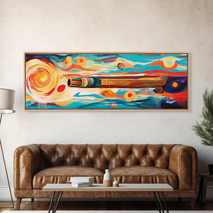 Abstract Shotgun Art Framed Canvas Print Vibrant Wall Decor Western Painting Rustic Living Room Wall Art Southwestern Boho Style