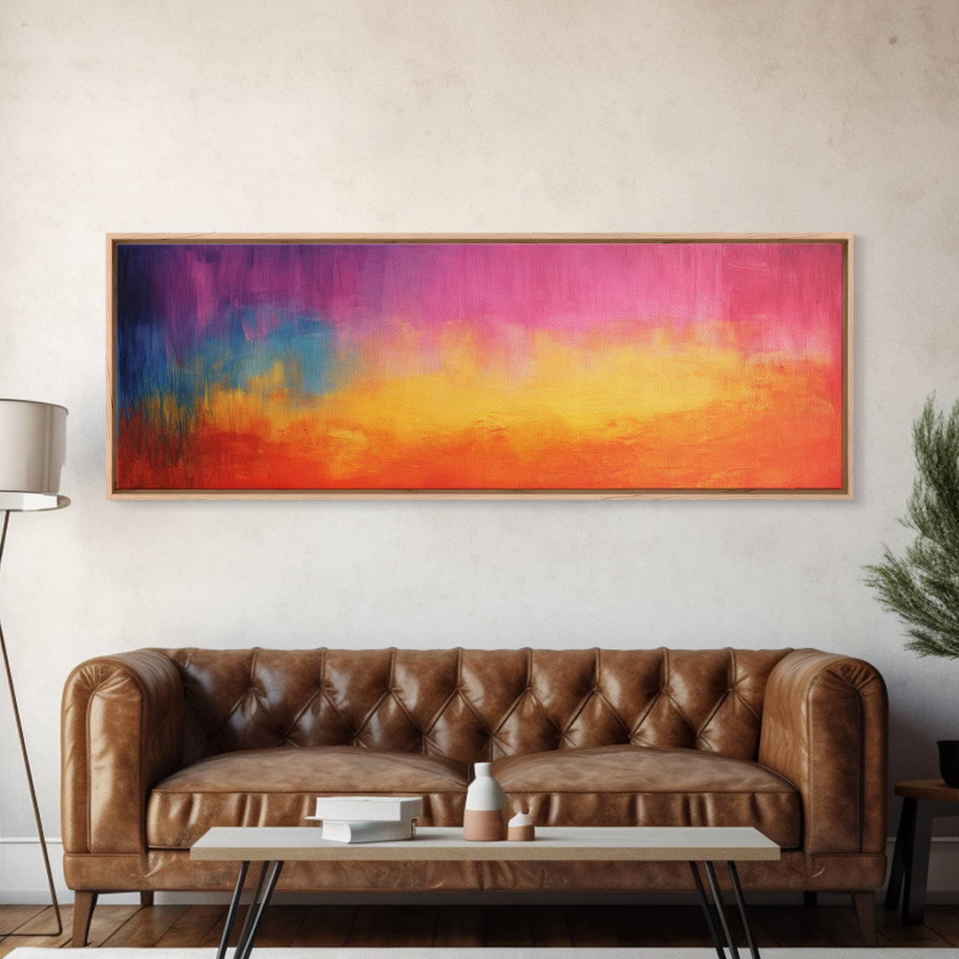 Colorful Gradient, Vibrant Abstract Painting, Modern Wall Art, Sunset Tones, Canvas Print, Boho Style, Living Room Artwork