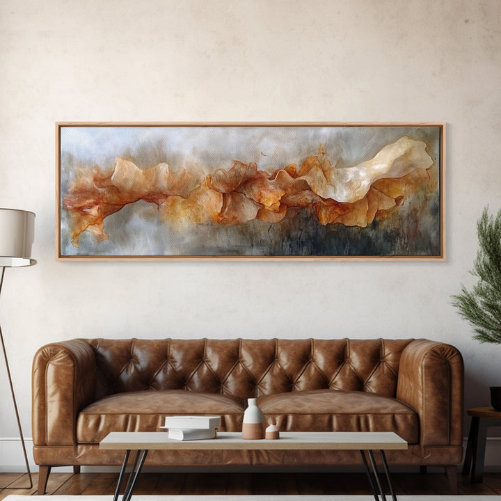 Abstract Flow, Earthy Tones, Modern Minimalist, Framed Canvas Print, Neutral Wall Art, Fall Home Decor, Office Wall Decor