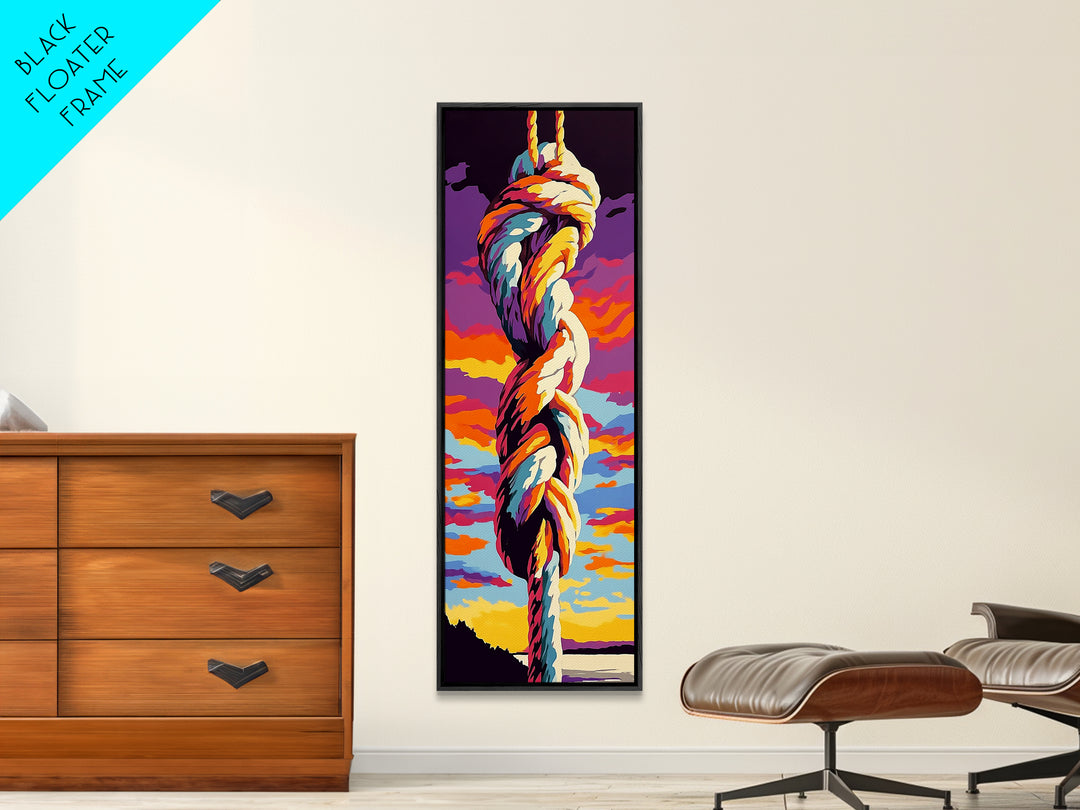 Nautical Knot, Rope Wall Art, Coastal Canvas Print, Rustic Home Decor, Boho Living Room Art, Sunset Artwork, Beach House Decor