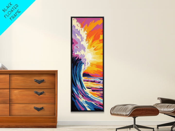 Ocean Wave, Coastal Sunset Wall Art, Beach House Decor, Nautical Theme, Surf Canvas Print, Vibrant Seascape, Modern Living Room Accent
