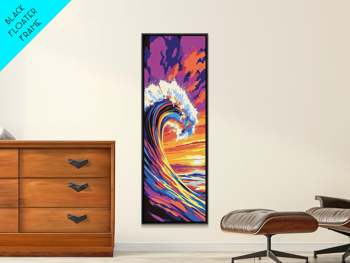 Ocean Wave, Sunset Art, Surfing Wall Art, Coastal Beach Decor, Vibrant Seascape, Modern Home Decor, Canvas Print, Living Room Art