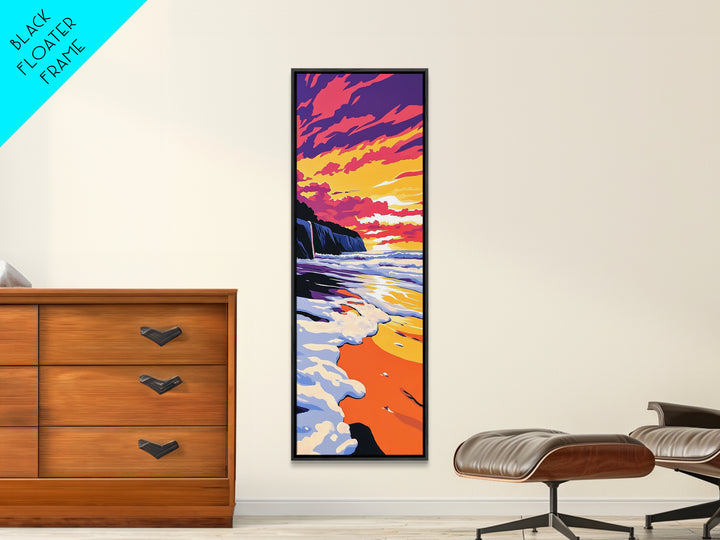 Ocean Sunset, Coastal Beach Art, Waves and Water Painting, Seascape Decor, Tropical Home Wall Art, Relaxing Bedroom Art, Canvas Print