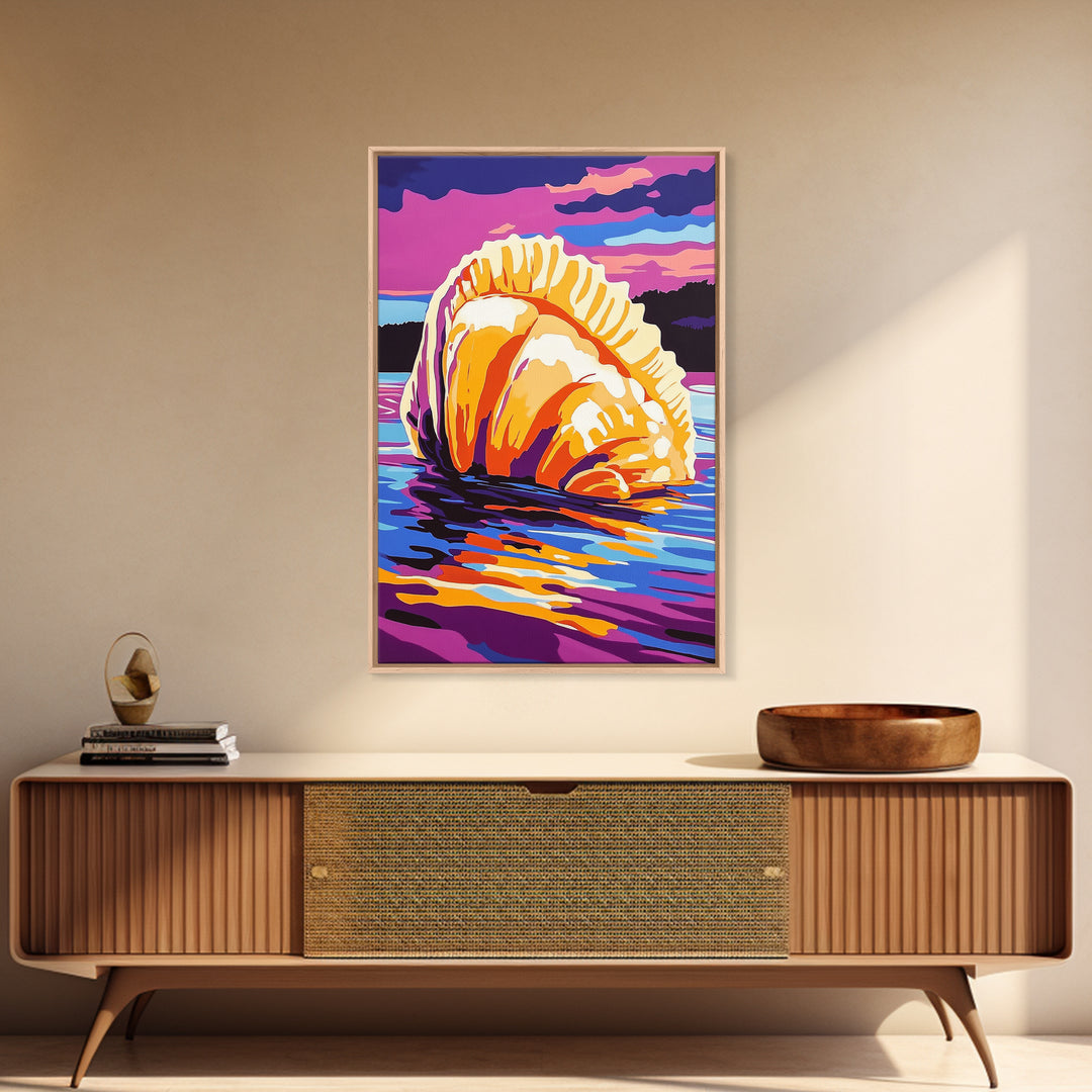 Ocean Rock Formation, Framed Canvas Print, Vibrant Seascape, Coastal Art, Nautical Home Decor, Bold Nature Scene, Beach House Accent