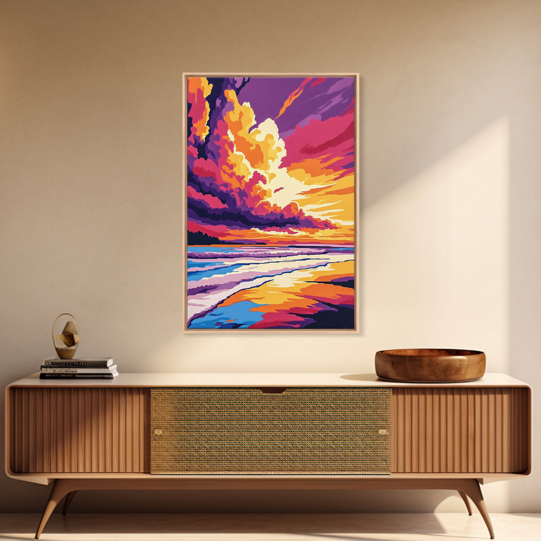 Ocean Sunset, Beach Art, Coastal Decor, Canvas Print, Vibrant Seascape, Modern Wall Art, Tropical Sunset, Bedroom Wall Decor