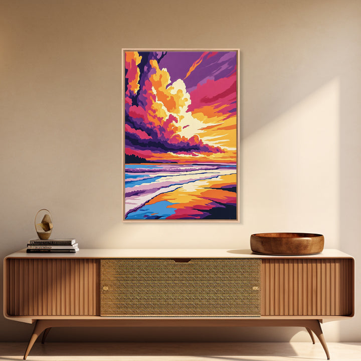 Ocean Sunset, Beach Art, Coastal Decor, Canvas Print, Vibrant Seascape, Modern Wall Art, Tropical Sunset, Bedroom Wall Decor