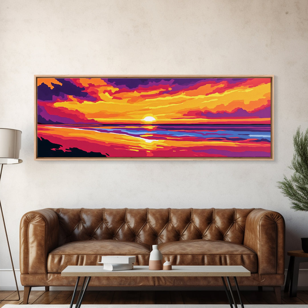 Ocean Horizon, Sunset Beach Scene, Coastal Home Decor, Relaxing Seascape, Canvas Print, Living Room Wall Art, Nautical Vibes, Bold