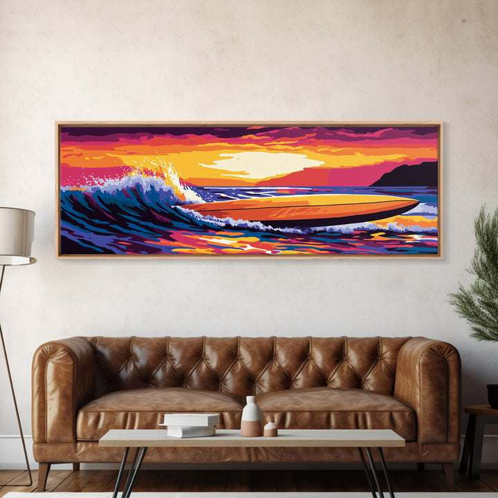 Ocean Adventure, Speedboat Waves, Adrenaline Art, Framed Canvas Print, Nautical Wall Decor, Sports Enthusiast Gift, Living Room Artwork