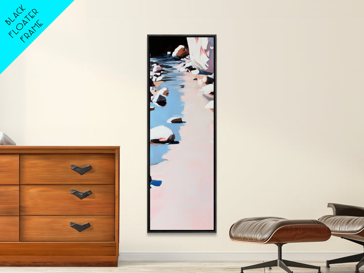 River Rocks, Tranquil Water, Nature Scene, Canvas Print, Zen Wall Art, Neutral Home Decor, Modern Minimalist, Office Wall Aesthetic