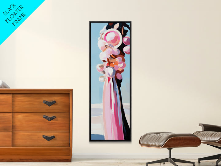 Abstract, Pink Bouquet, Floral Wall Art, Framed Canvas Print, Modern Expressionist Art, Soft Color Palette, Bedroom Wall Art
