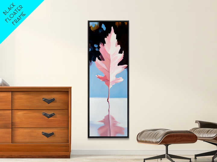 Pink Autumn Leaf, Fall Canvas Print, Nature Wall Art, Seasonal Decor, Botanical Artwork, Soft Pastel Aesthetic, Living Room Art