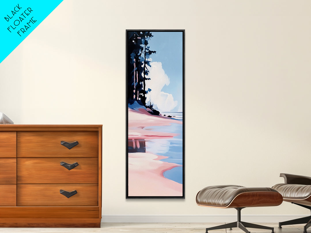 Coastal Serenity, Beach Landscape, Ocean Wall Art, Seascape Painting, Minimalist Art, Living Room Wall Decor, Framed Canvas Print