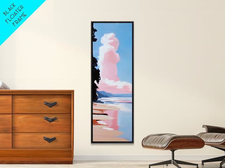 Pink Cloud Beach, Dreamy Seascape, Pastel Ocean Art, Coastal Wall Decor, Aesthetic Art, Bedroom Art, Canvas Print