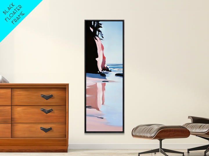 Clifftop Ocean View, Coastal Landscape Art, Serene Blue Decor, Nature Inspired Painting, Beach House Aesthetic, Framed Canvas Print