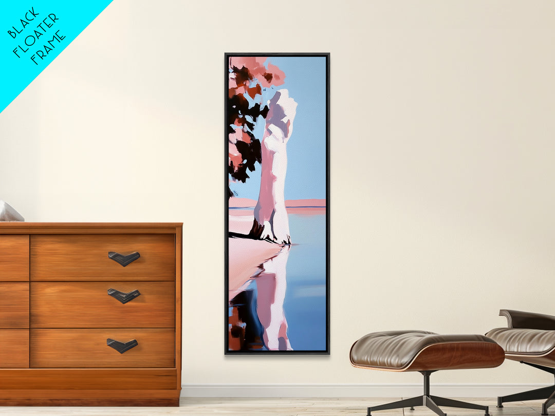 Birch Trees Painting, Reflective Water Art, Serene Landscape Decor, Modern Nature Wall Art, Lake House Aesthetic, Canvas Print