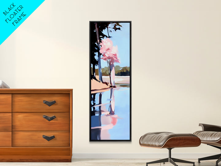 Cherry Blossom Reflection, Peaceful Nature Scene, Pastel Wall Art, Canvas Print, Bedroom Decor, Elegant Minimalist Art, Zen Aesthetic