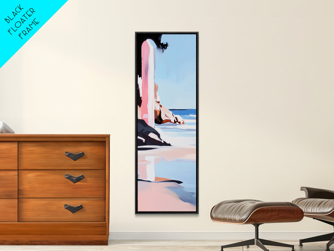 Cliffside, Ocean Horizon, Tranquil Seascape, Minimalist, Soft Pastel, Coastal Aesthetic, Serene Nature, Canvas Print