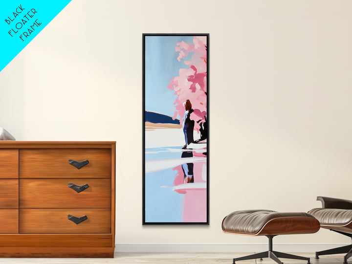 Cherry Blossom, Spring Landscape, Feminine Art, Nature Serenity, Japanese Garden, Pastel Aesthetic, Bedroom Wall Art, Framed Canvas Print