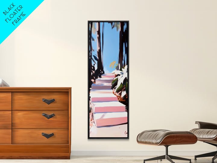 Coastal Pathway, Nature Wall Art, Beach House Decor, Minimalist Landscape, Framed Canvas Print, Blue Wall Art, Summer Aesthetic