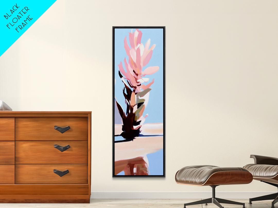 Blooming Beauty, Pastel Floral Art, Feminine Aesthetic, Soft Pink Flowers, Minimalist Botanical Painting, Bedroom Framed Canvas Print