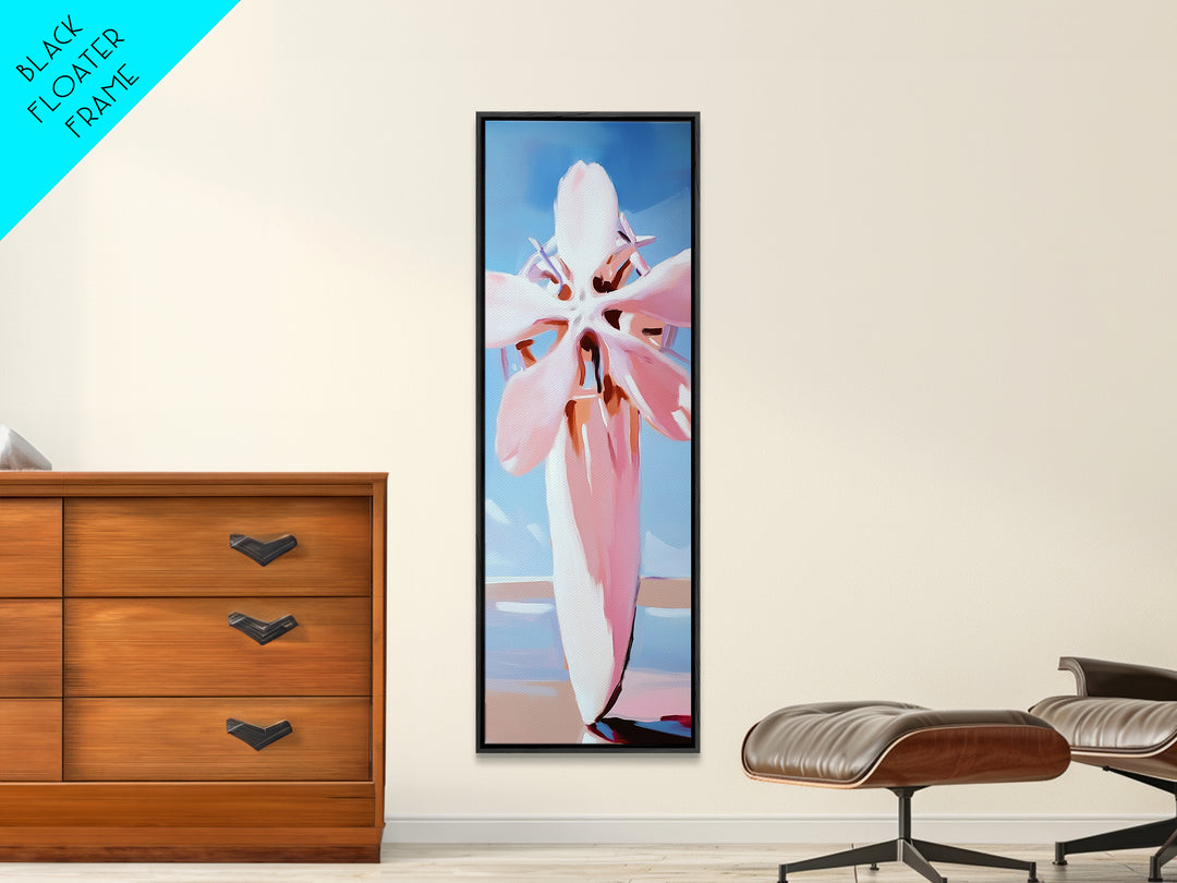 Pink Blossom Bloom, Soft Nature Art, Gentle Pastels, Tranquil Scene, Framed Canvas Print, Bedroom Wall Art, Botanical Decor