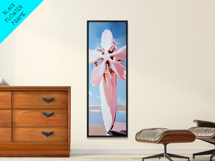 Pink Blossom Bloom, Soft Nature Art, Gentle Pastels, Tranquil Scene, Framed Canvas Print, Bedroom Wall Art, Botanical Decor