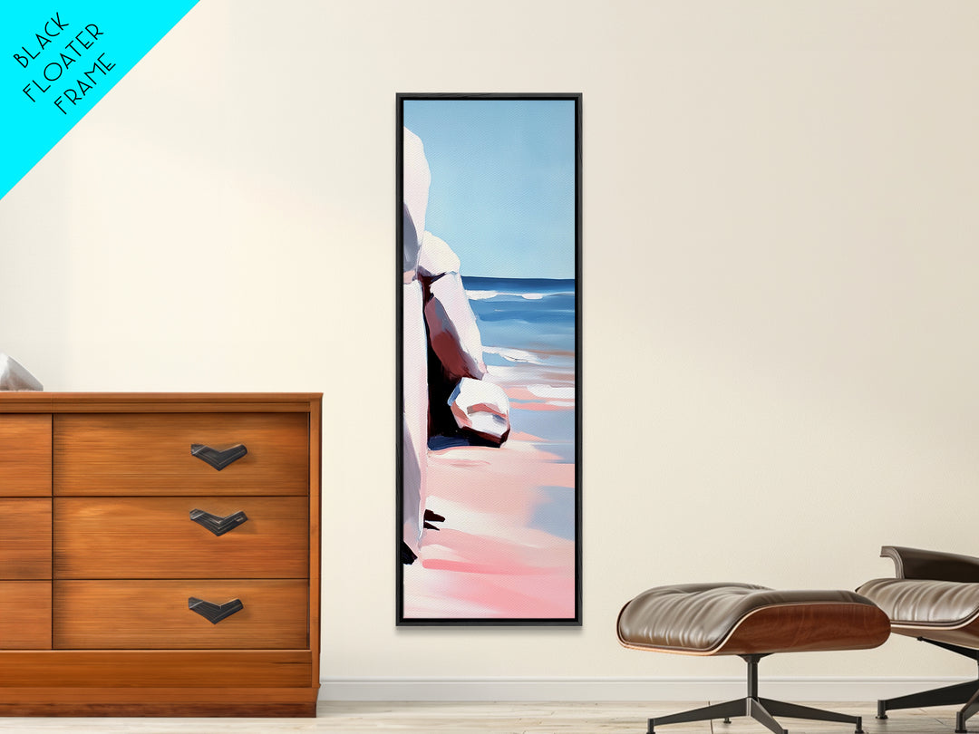 Coastal Rocks, Ocean Landscape, Beach House Wall Art, Minimalist Seascape, Relaxing Decor, Nature Painting, Canvas Print