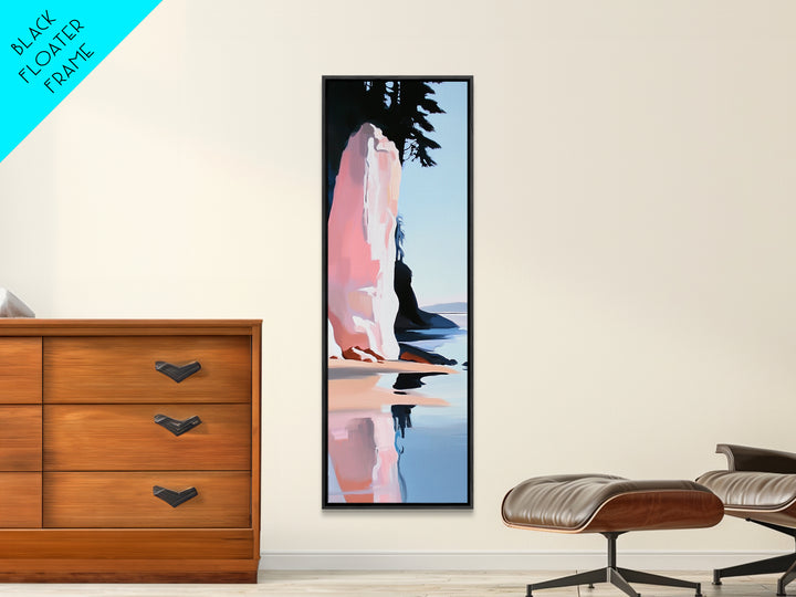 Ocean Cliff, Coastal Wall Art, Nautical Decor, Seascape Painting, Minimalist Beach Art, Serene Home Decor, Framed Canvas Print
