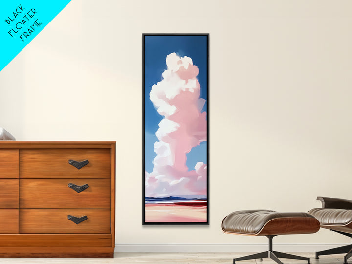 Pink Clouds, Serene Landscape, Minimalist Sky Art, Dreamy Coastal Scene, Soft Pastel Home Decor, Large Framed Canvas Print, Living Room Art