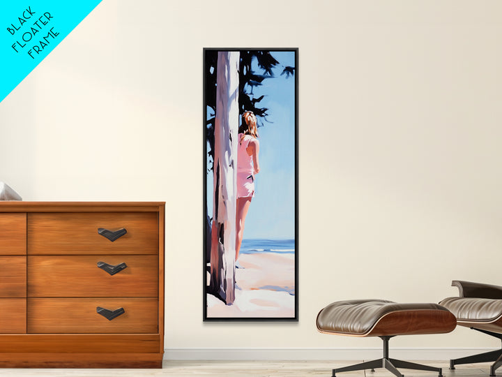 Beach Girl, Coastal Lifestyle, Summer Vibes, Ocean Inspired Aesthetic, Beach Wall Art, Sun-Kissed Decor, Framed Canvas Print, Relaxing Art