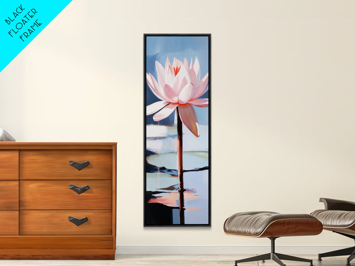 Blooming Lotus, Nature Inspired, Zen Aesthetic, Framed Canvas Print, Spa Wall Decor, Tranquil Water Art, Botanical Painting