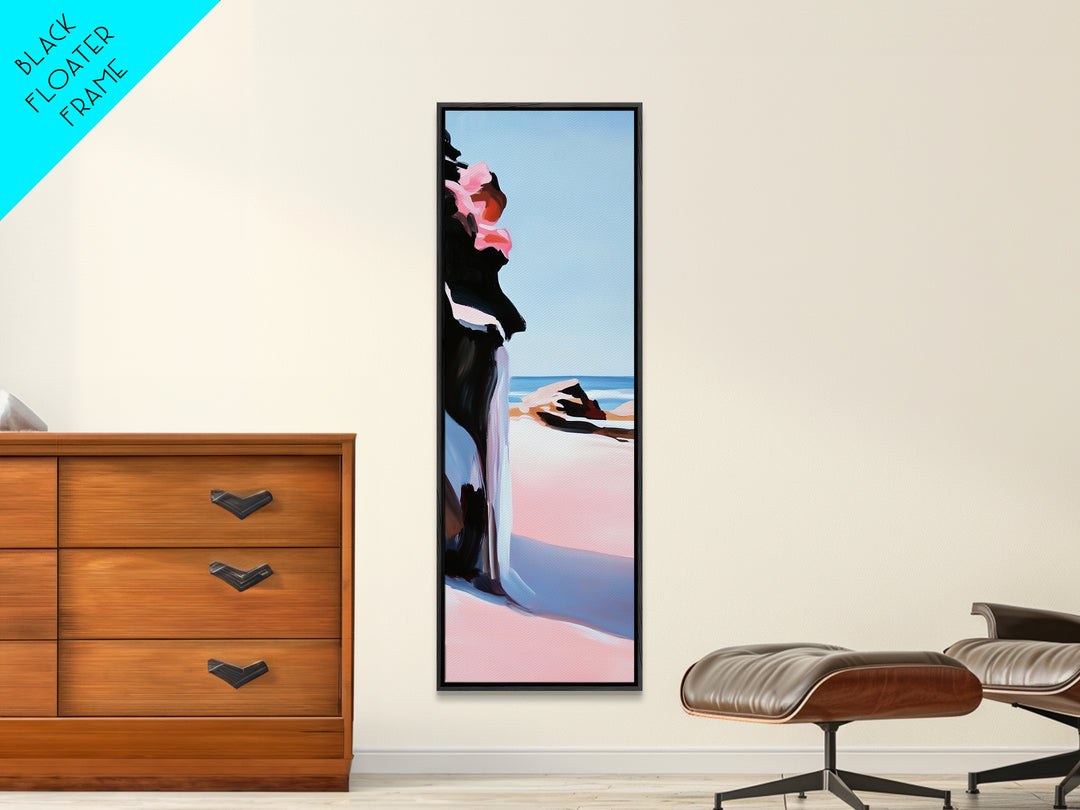 Coastal Cliffs, Pink Waves, Ocean Sunset, Canvas Print, Seascape Wall Art, Beach House Decor, Minimalist Coastal Art, Bedroom Wall Art