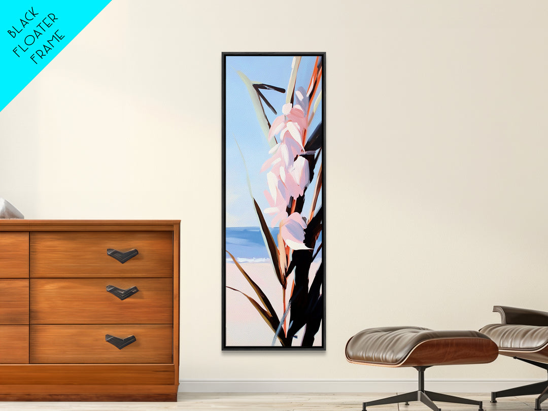 Beach Blossom, Ocean Flowers, Coastal Nature, Canvas Print, Summer Wall Art, Boho Botanical Decor, Pastel Floral Art, Living Room Wall Art