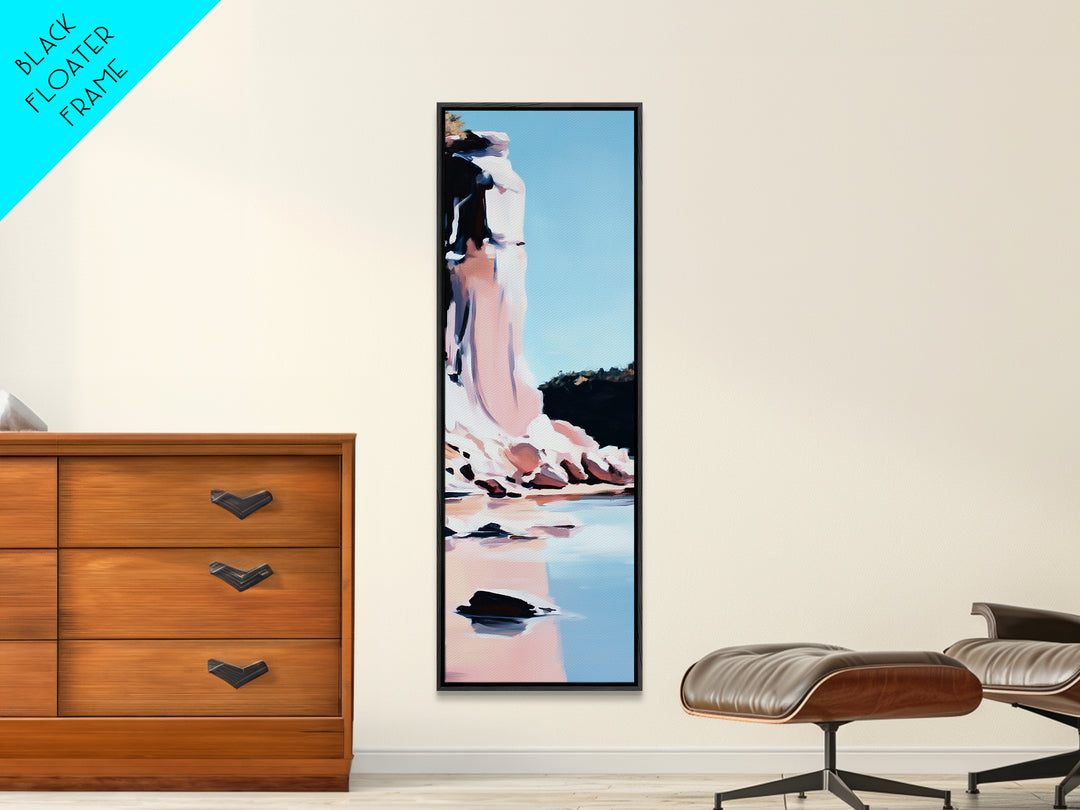 Cliffside Beauty, Ocean Landscape, Coastal Home Decor, Beach Wall Art, Modern Seascape, Framed Canvas Print, Minimalist Style