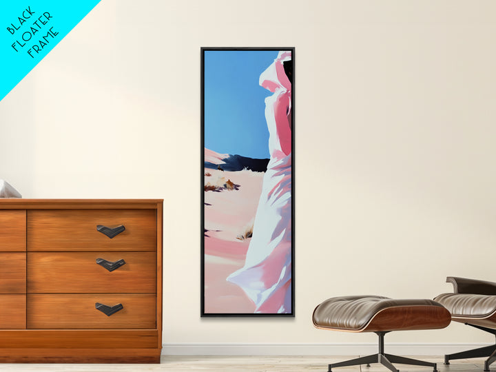 Desert Walk, Fashion Wall Art, Minimalist Figure Print, Warm Tones, Neutral Wall Decor, Modern Aesthetic, Framed Canvas Print