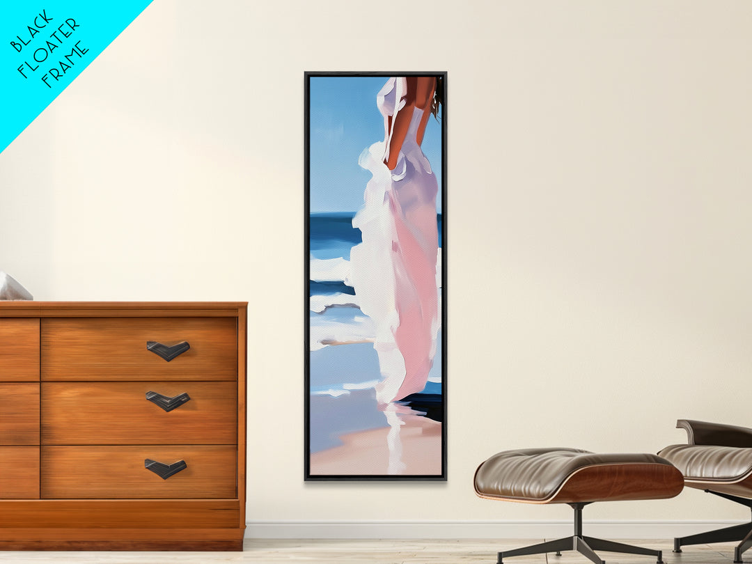 Coastal Elegance, Beach Reflection, Ocean Breeze, Framed Canvas Print, Minimalist Art, Bedroom Wall Art, Summer Aesthetic, Seaside Decor