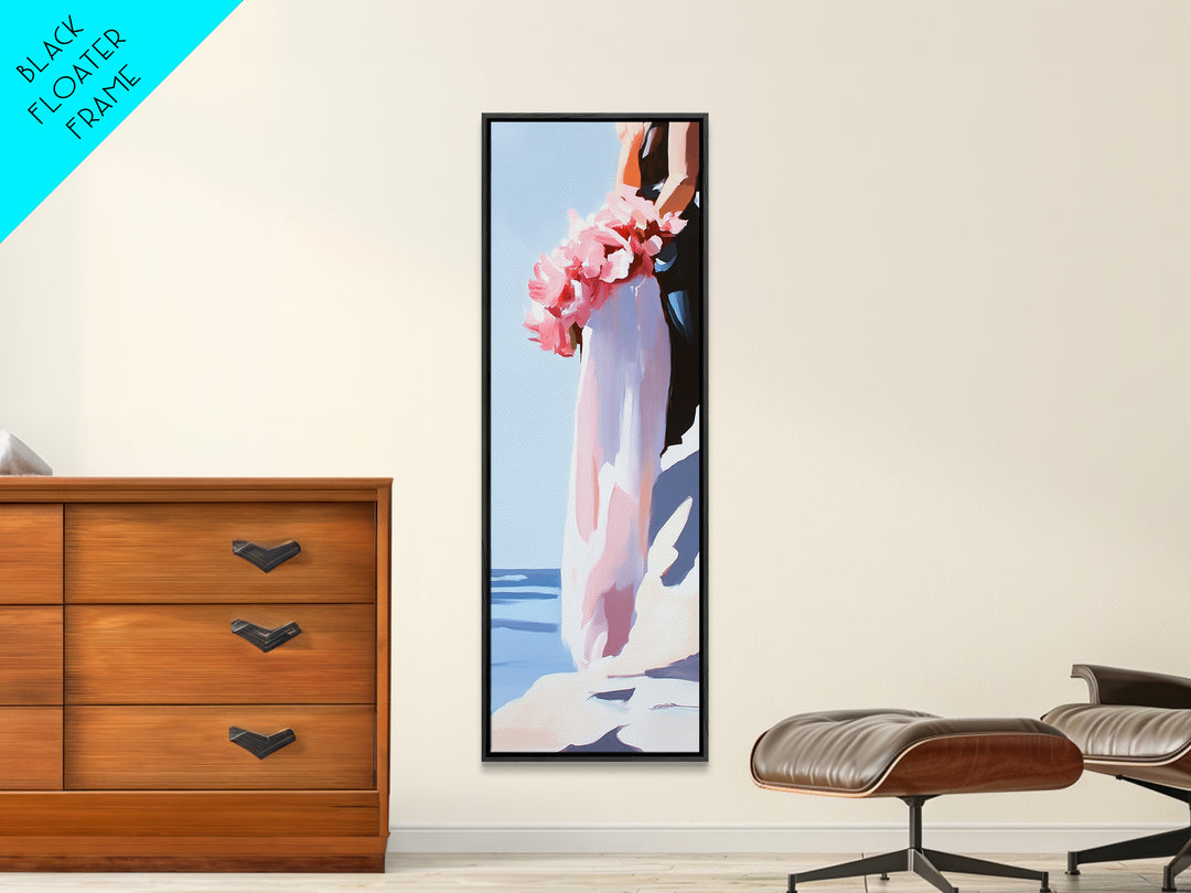 Blush Florals, Coastal Romance, Gentle Breeze, Framed Canvas Print, Feminine Wall Art, Boho Home Decor, Bedroom Art, Seaside Aesthetic