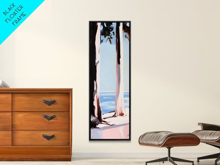 Coastal Trees, Beach Landscape, Minimalist Art, Framed Canvas Print, Modern Wall Art, Ocean View, Nature Decor, Living Room Wall Art