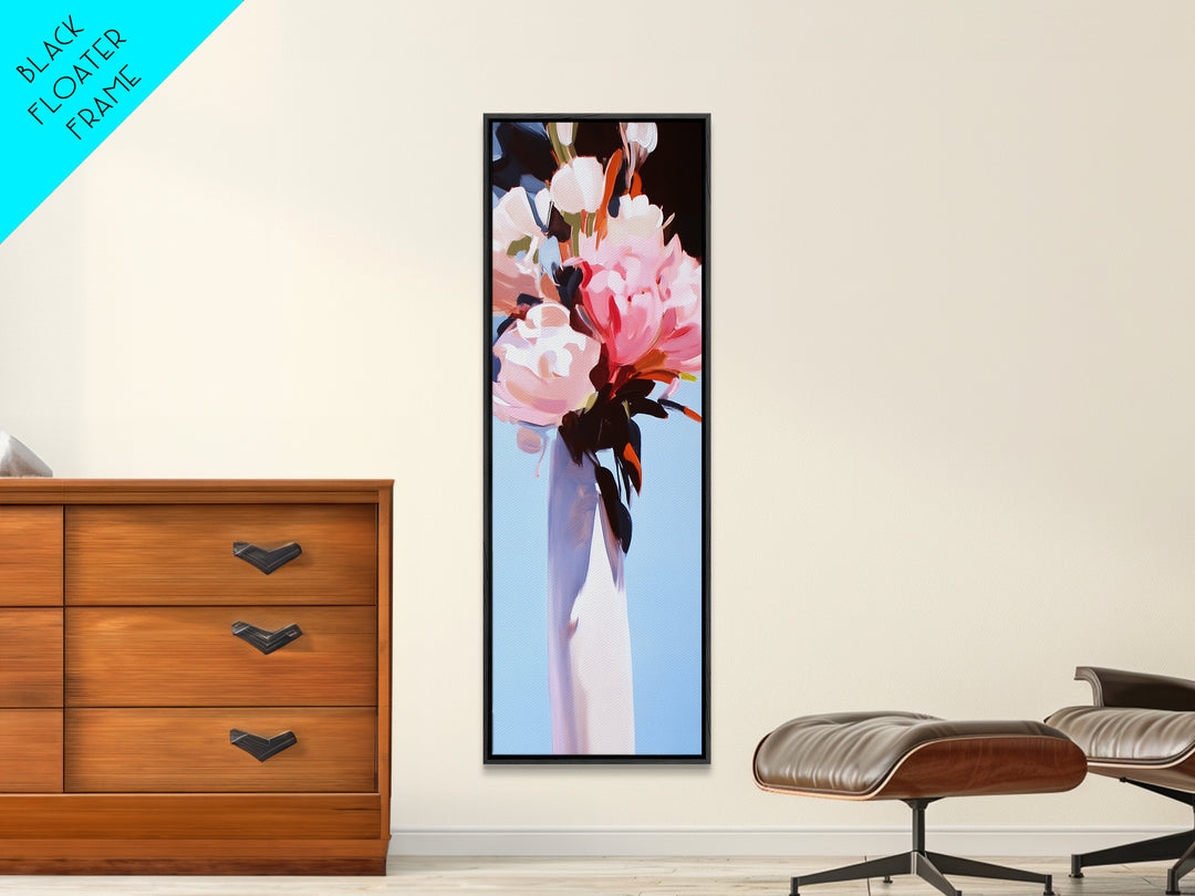 Abstract Floral Art, Bold Flower Painting, Romantic Wall Decor, Framed Canvas Print, Modern Home Art, Feminine Aesthetic, Bedroom Wall Art