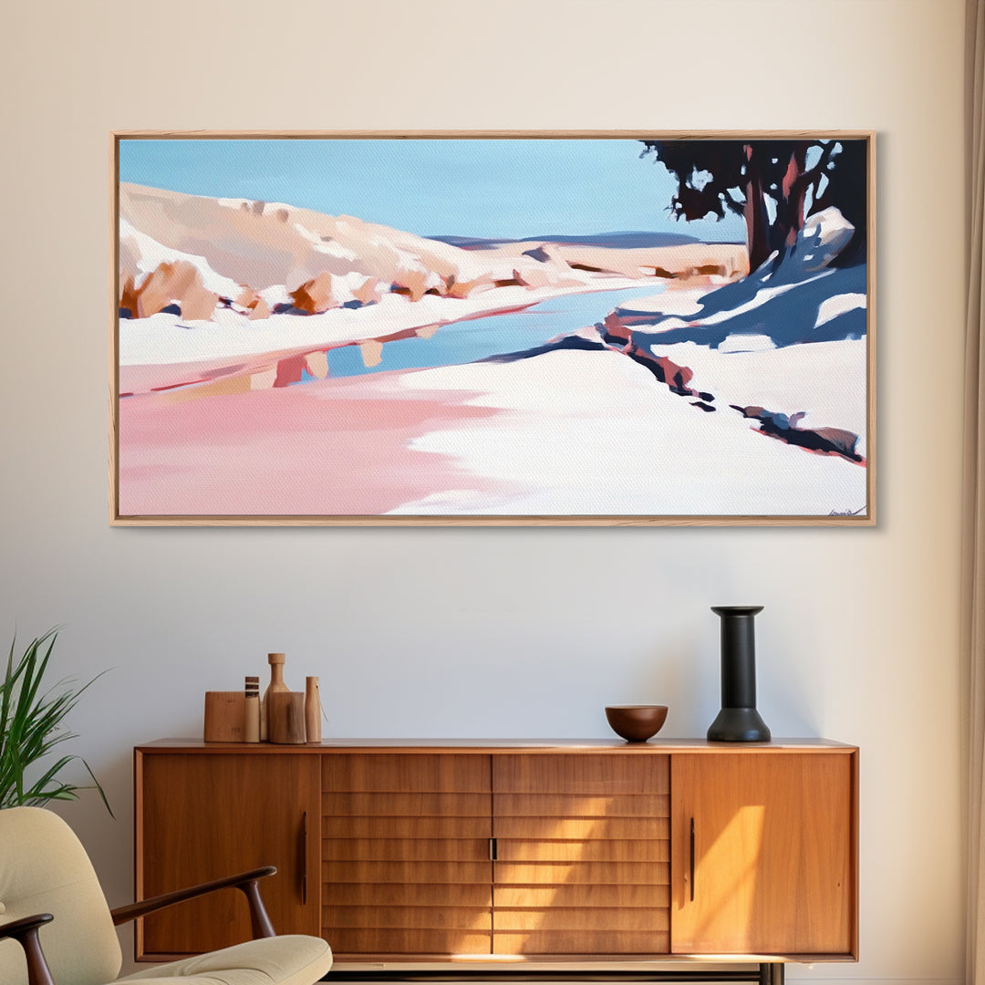 River Landscape, Nature Wall Art, Serene Water Scene, Tranquil Wilderness Painting, Country Home Decor, Scenic Canvas Print