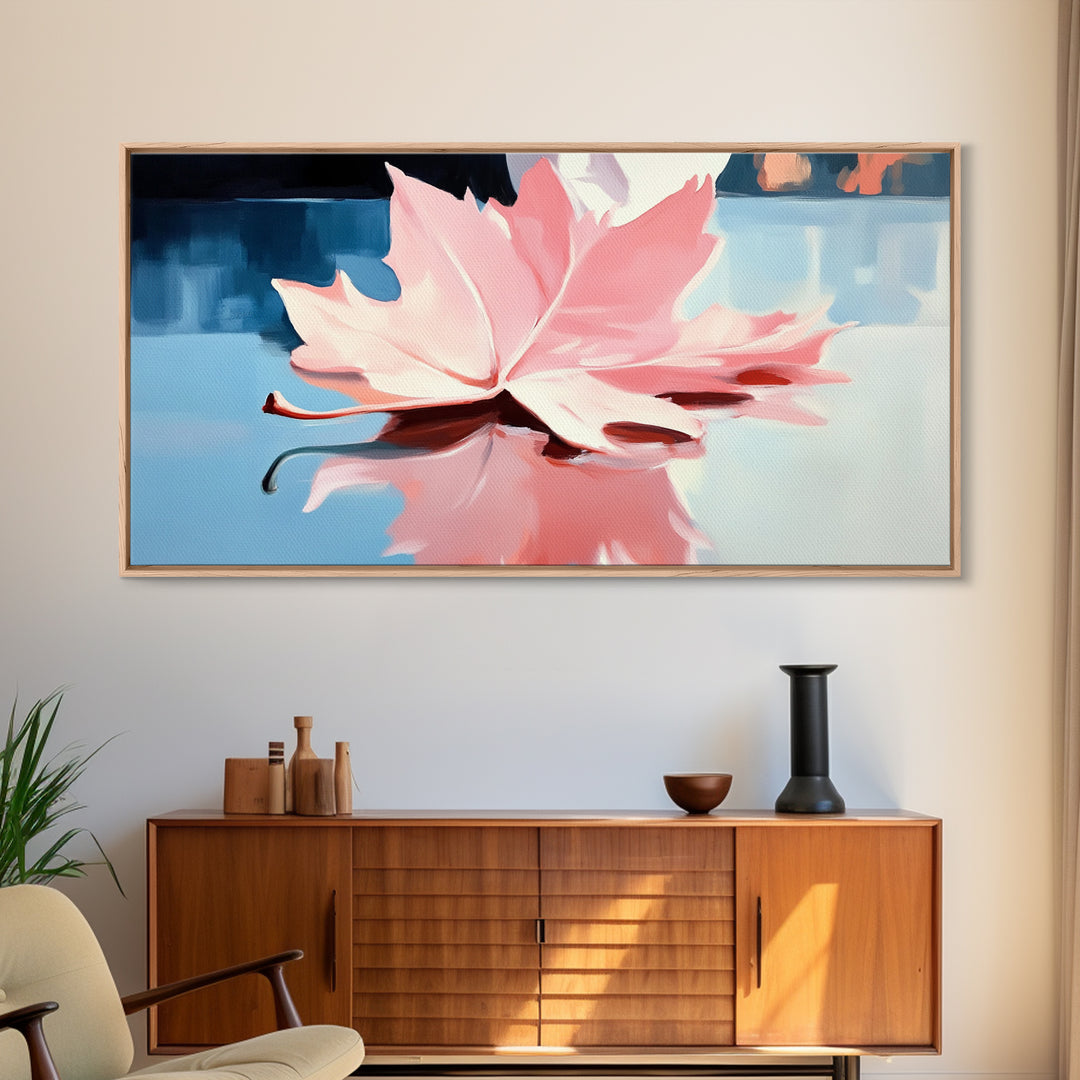 Autumn Leaf, Nature Reflection, Fall Inspired Art, Framed Canvas Print, Cozy Seasonal Wall Decor, Warm Toned Home Aesthetic